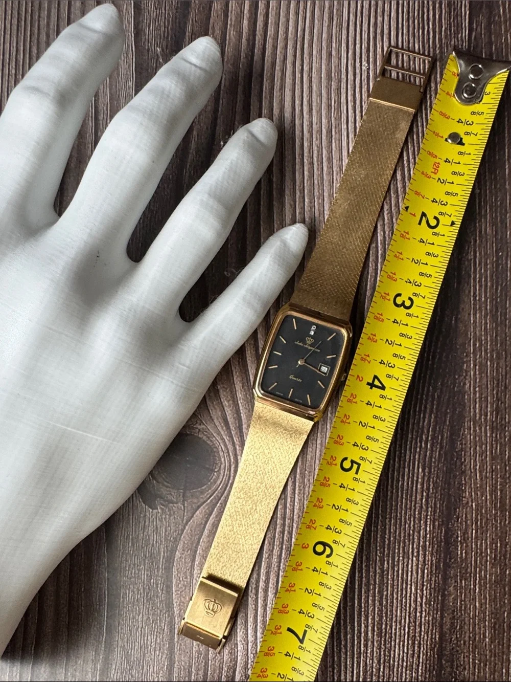 Vintage Jules Jürgensen Swiss Quartz Unisex Gold Tone Watch Black Dial excellent